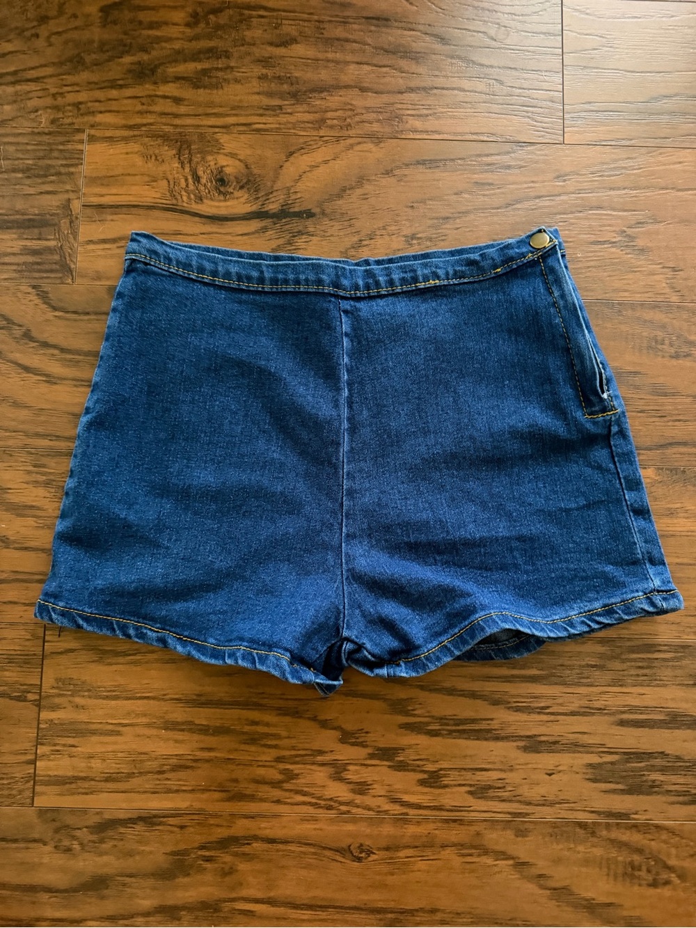 Flat Front High Waisted Denim Shorts